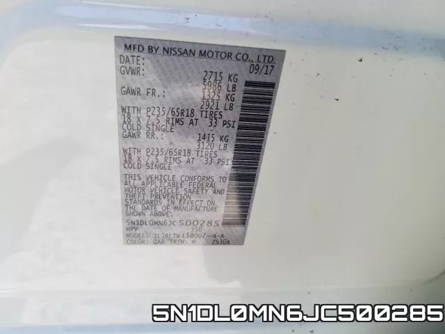 5N1DL0MN6JC500285 фото 2