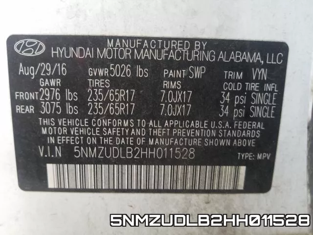 5NMZUDLB2HH011528 фото 2