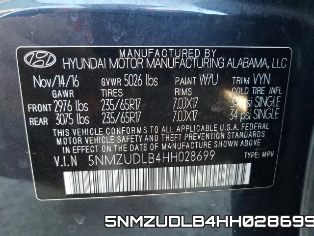 5NMZUDLB4HH028699 фото 2