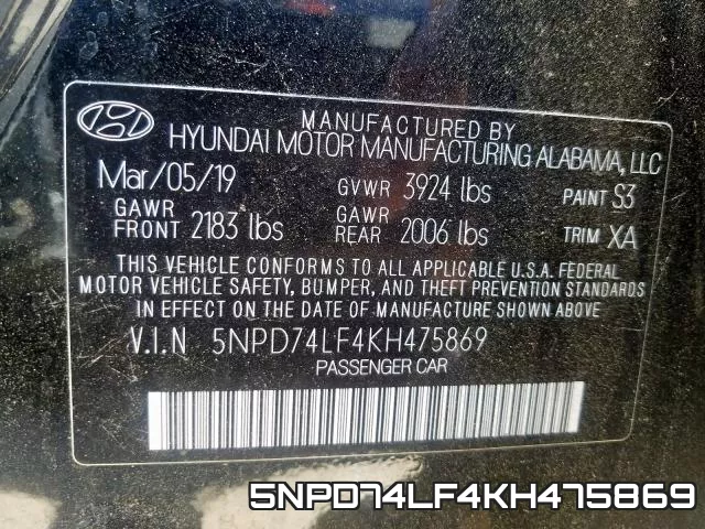 5NPD74LF4KH475869 фото 2