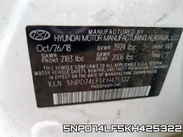 5NPD74LF5KH425322 фото 2