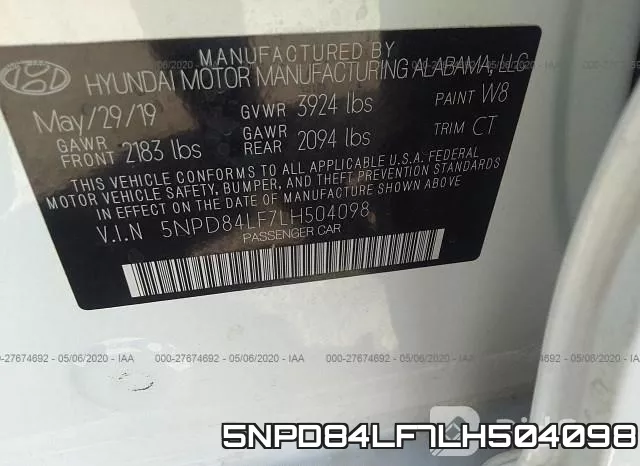 5NPD84LF7LH504098 фото 10