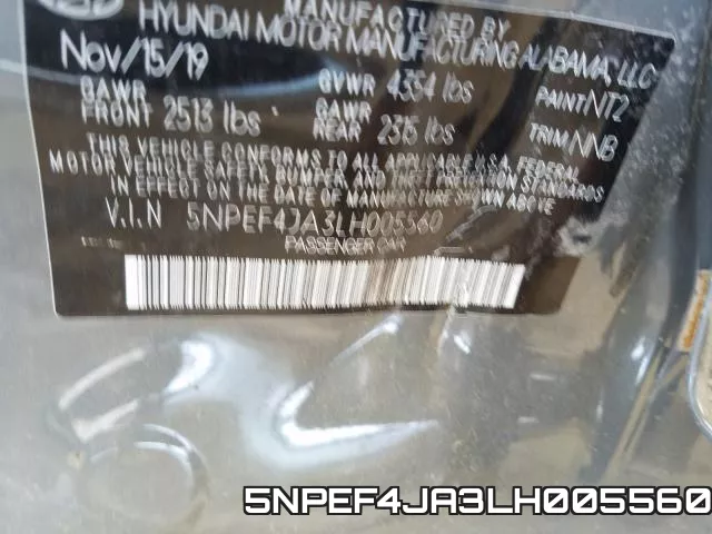 5NPEF4JA3LH005560 фото 2