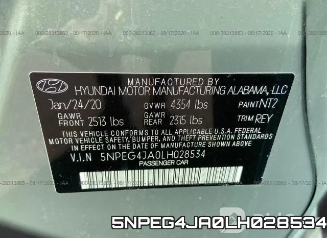 5NPEG4JA0LH028534 фото 10
