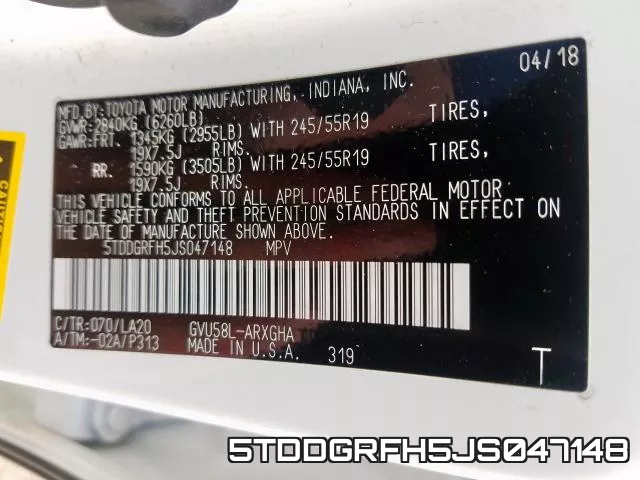 5TDDGRFH5JS047148 фото 2