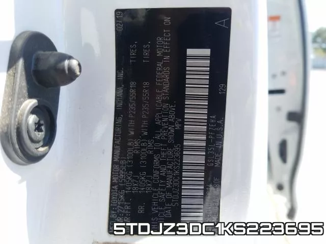 5TDJZ3DC1KS223695 фото 2