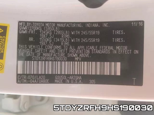 5TDYZRFH9HS190030 фото 2