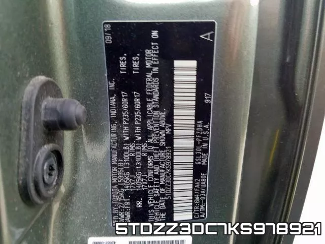 5TDZZ3DC7KS978921 фото 2