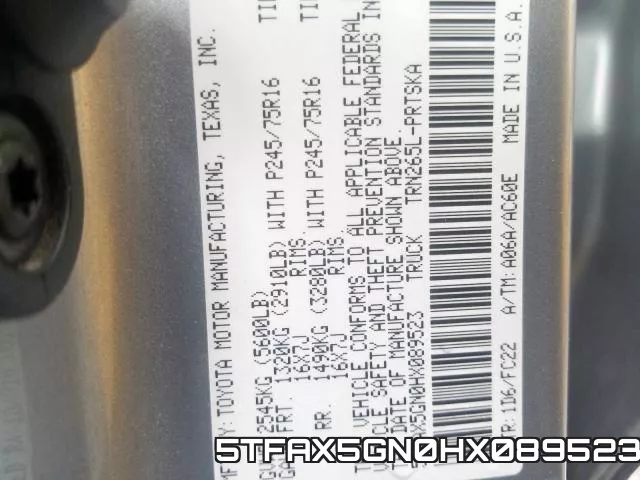 5TFAX5GN0HX089523 фото 2