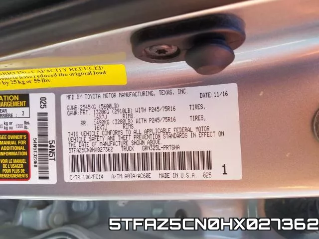 5TFAZ5CN0HX027362 фото 2