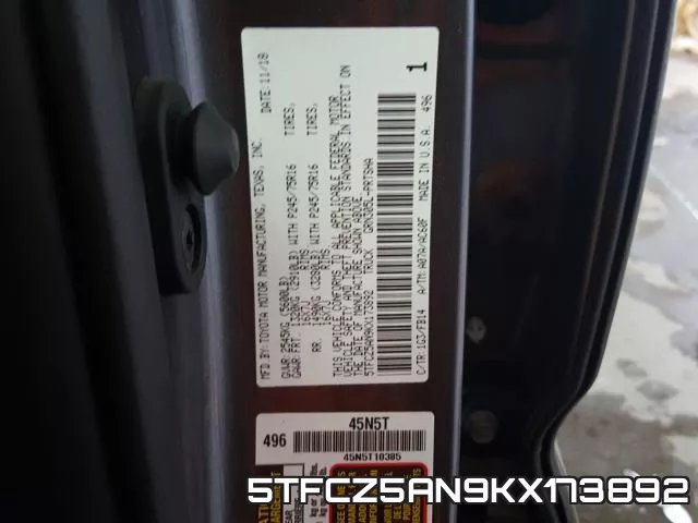 5TFCZ5AN9KX173892 фото 2