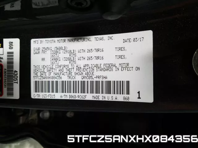 5TFCZ5ANXHX084356 фото 2