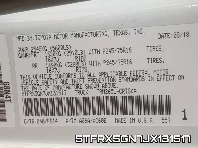 5TFRX5GN7JX131517 фото 2
