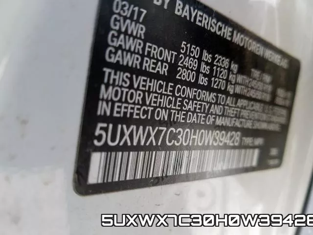 5UXWX7C30H0W39428 фото 2