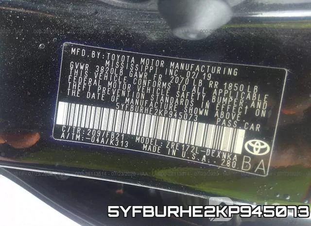 5YFBURHE2KP945073 фото 10
