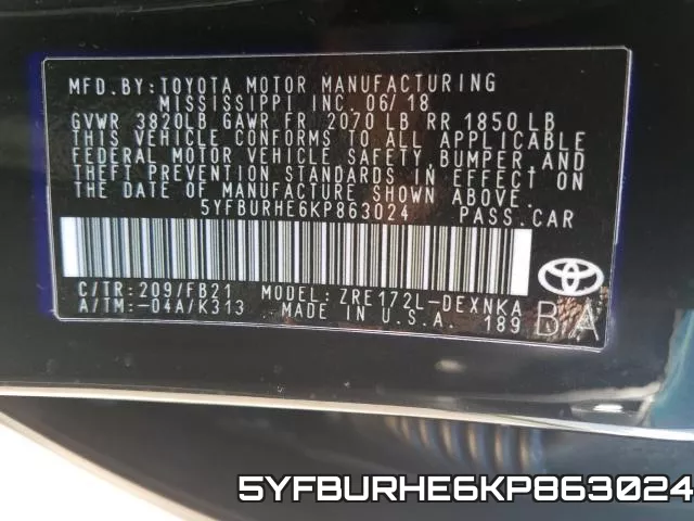 5YFBURHE6KP863024 фото 2