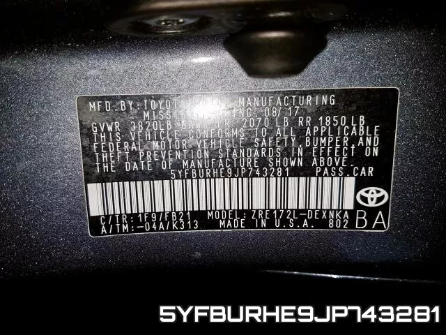 5YFBURHE9JP743281 фото 2