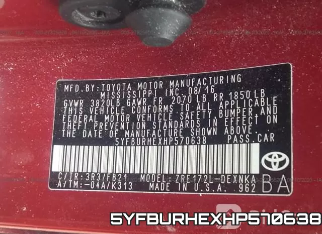 5YFBURHEXHP570638 фото 10
