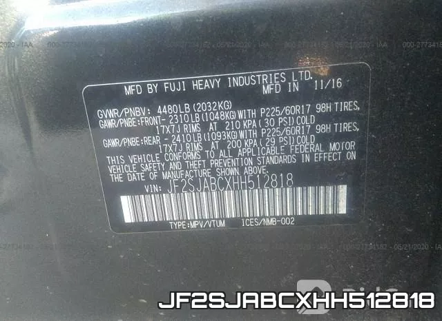 JF2SJABCXHH512818 фото 10