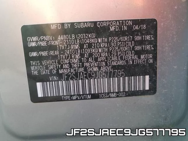 JF2SJAEC9JG577795 фото 2