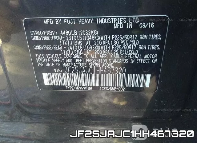 JF2SJAJC1HH467320 фото 10