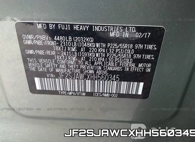 JF2SJAWCXHH560345 фото 10