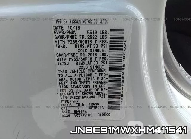 JN8CS1MWXHM411541 фото 10