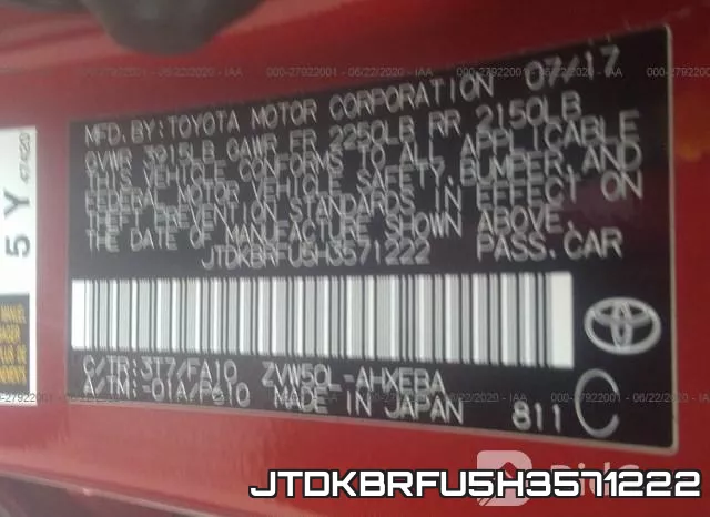 JTDKBRFU5H3571222 фото 10