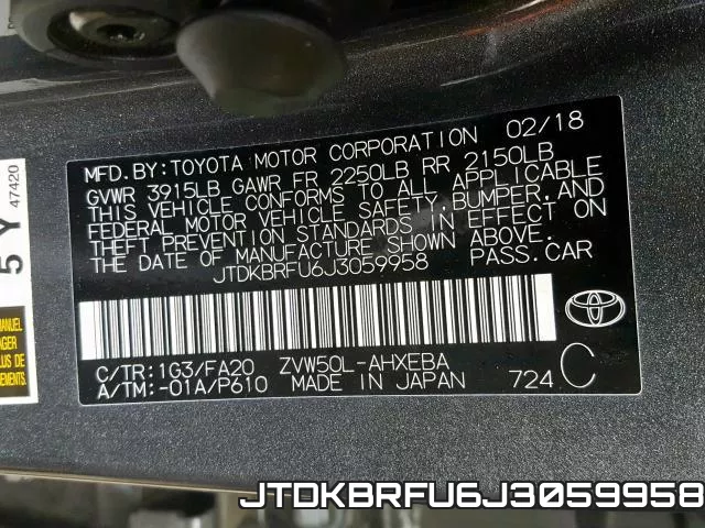 JTDKBRFU6J3059958 фото 2