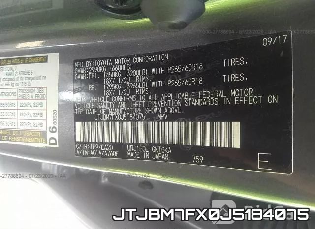 JTJBM7FX0J5184075 фото 10