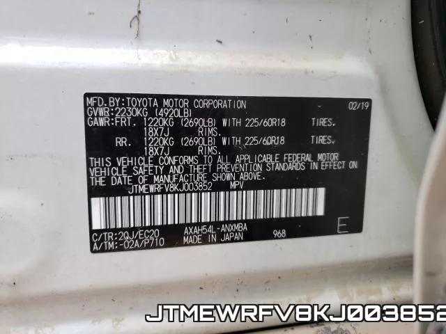 JTMEWRFV8KJ003852 фото 2