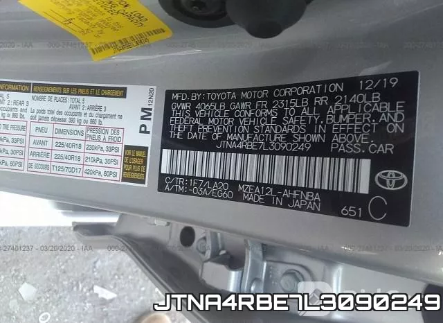 JTNA4RBE7L3090249 фото 10