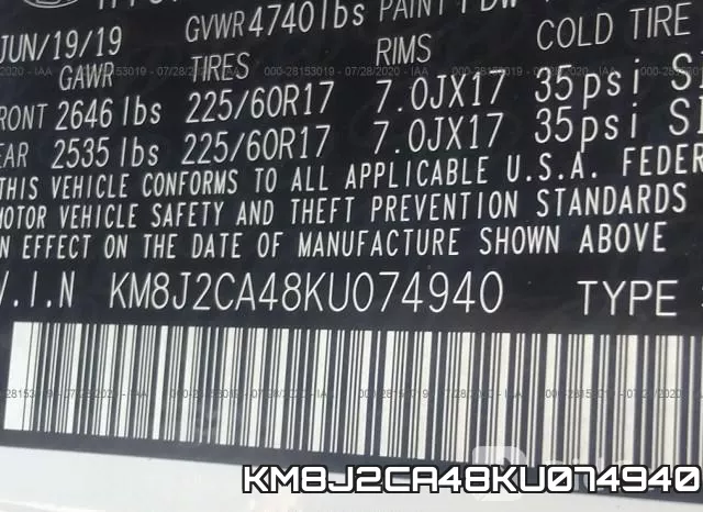 KM8J2CA48KU074940 фото 10