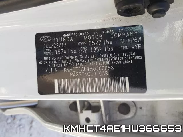 KMHCT4AE1HU366653 фото 2
