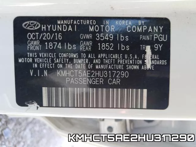 KMHCT5AE2HU317290 фото 2