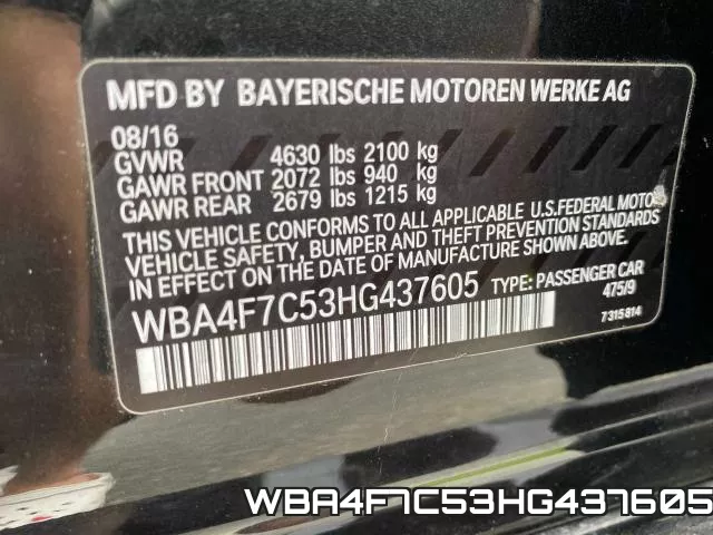 WBA4F7C53HG437605 фото 2