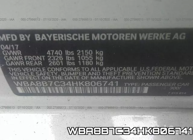 WBA8B7C34HK806741 фото 10