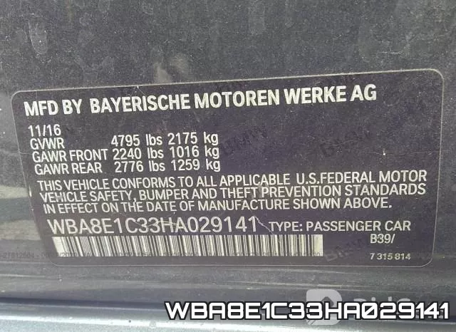 WBA8E1C33HA029141 фото 10