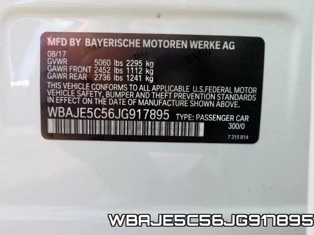 WBAJE5C56JG917895 фото 2