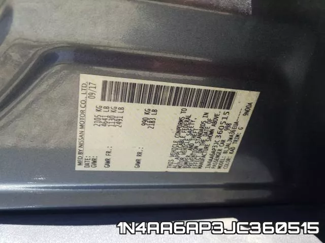 1N4AA6AP3JC360515 фото 2