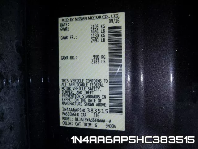 1N4AA6AP5HC383515 фото 2