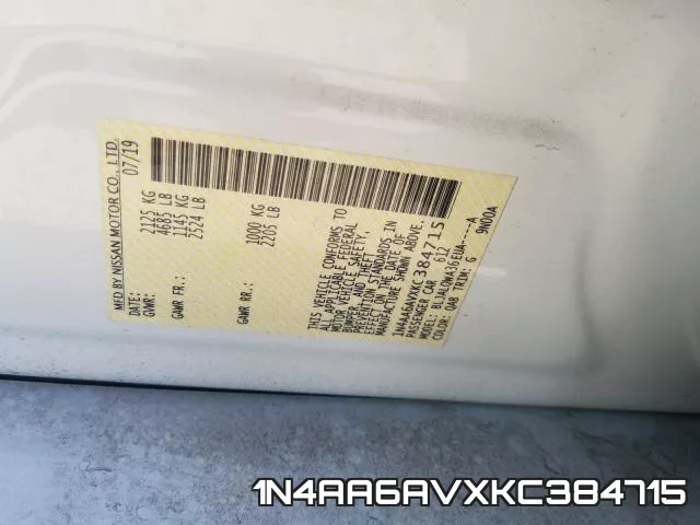 1N4AA6AVXKC384715 фото 2