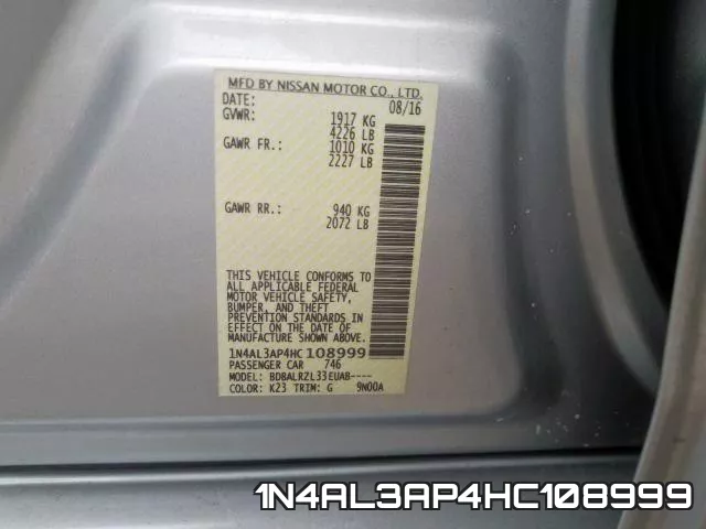 1N4AL3AP4HC108999 фото 2