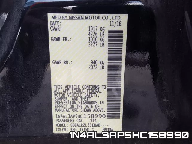 1N4AL3AP5HC158990 фото 2