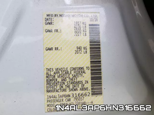 1N4AL3AP6HN316662 фото 2
