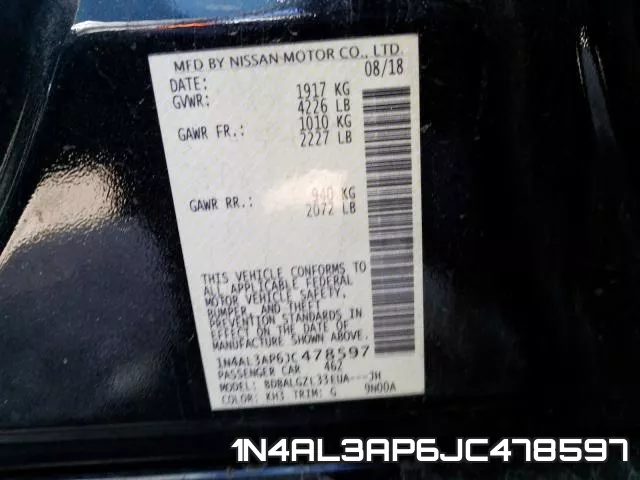 1N4AL3AP6JC478597 фото 2