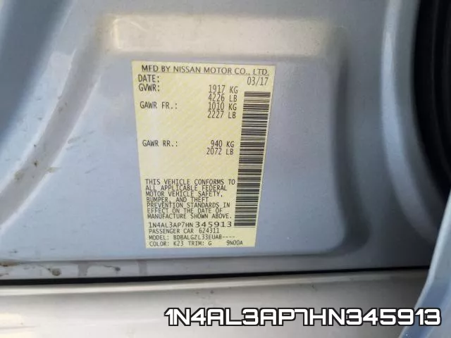 1N4AL3AP7HN345913 фото 2
