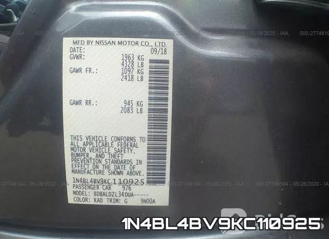 1N4BL4BV9KC110925 фото 10