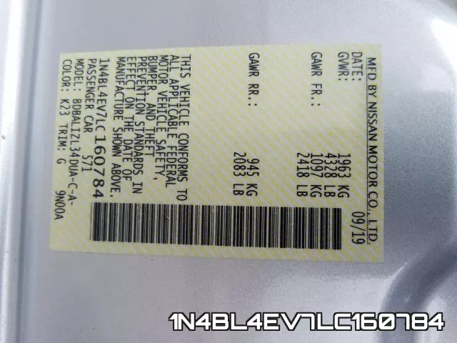 1N4BL4EV7LC160784 фото 2