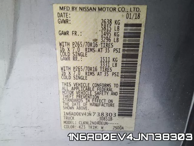1N6AD0EV4JN738303 фото 2